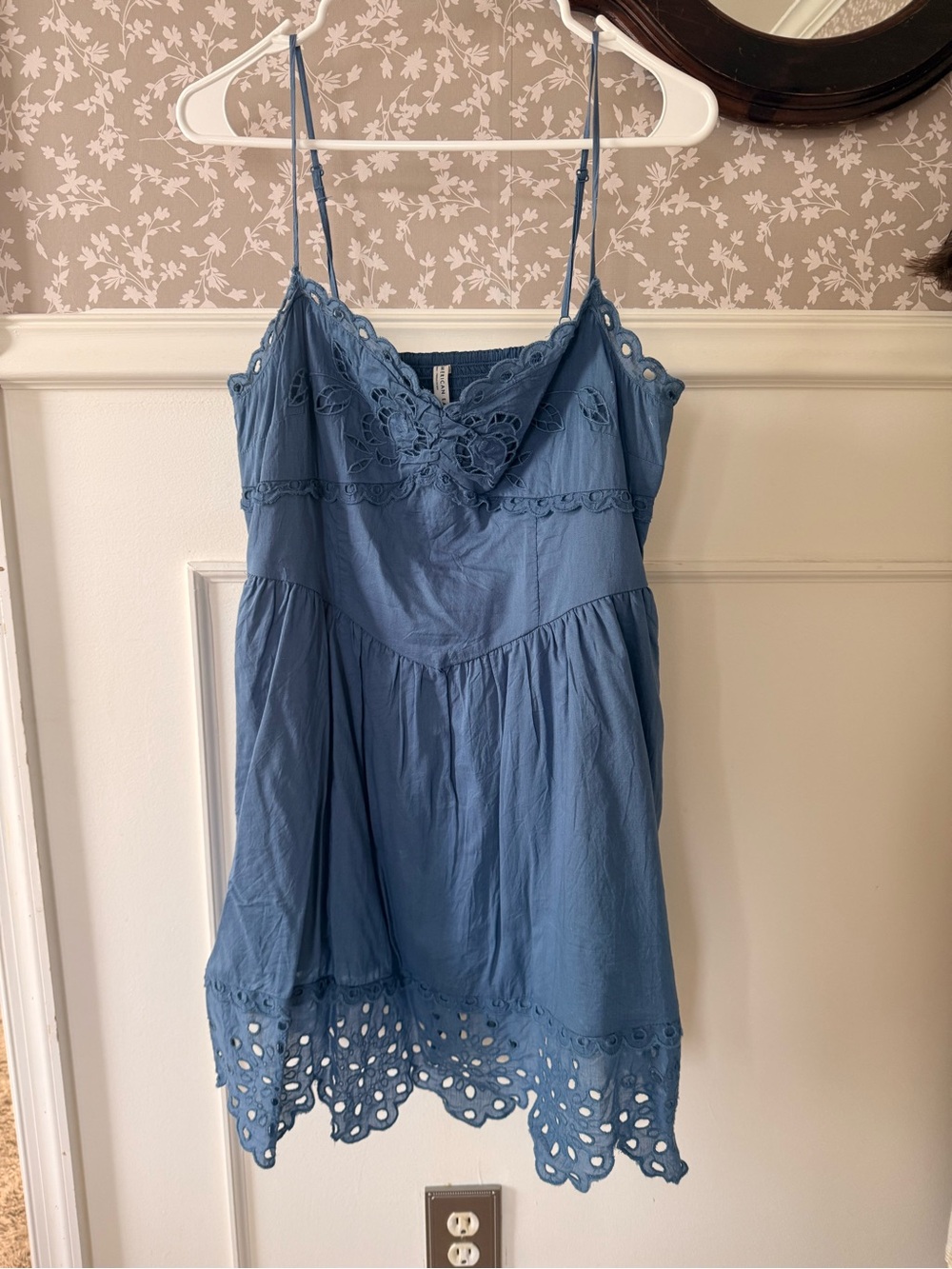 Blue eyelet mini dress